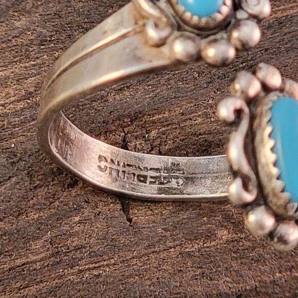 Vintage Bell Trading Blue Turquoise Sterling Bypass Southwestern Ring - Picture 6 of 6